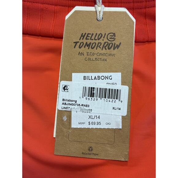 Billabong Women' Lined up Banded Hike Bikini Bottom Orange XL New With Tag - Picture 3 of 8